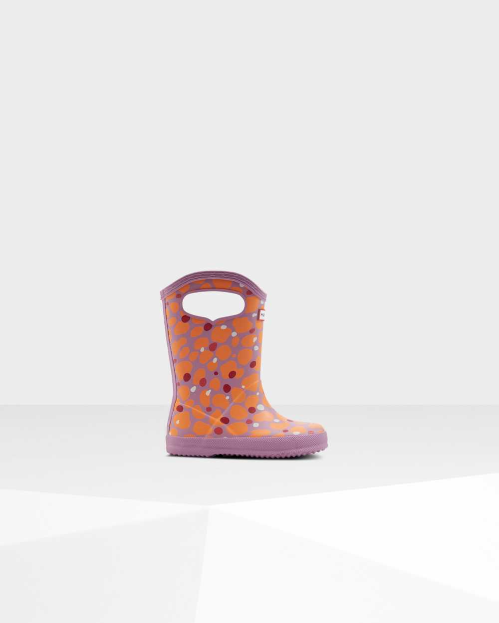 Hunter Original First Spot Camo Grab Handle Kids Rain Boots NZ-35281E Lilac